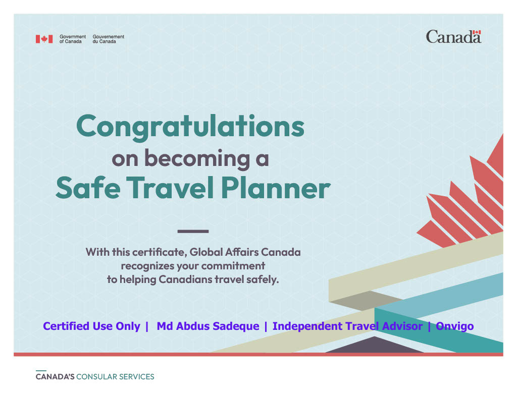 Safe Travel Planner Certificate